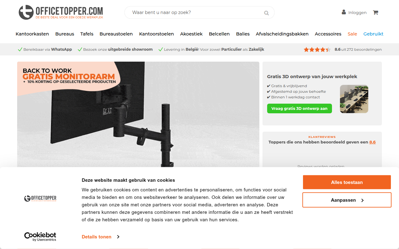 Screenshot van officetopper.be