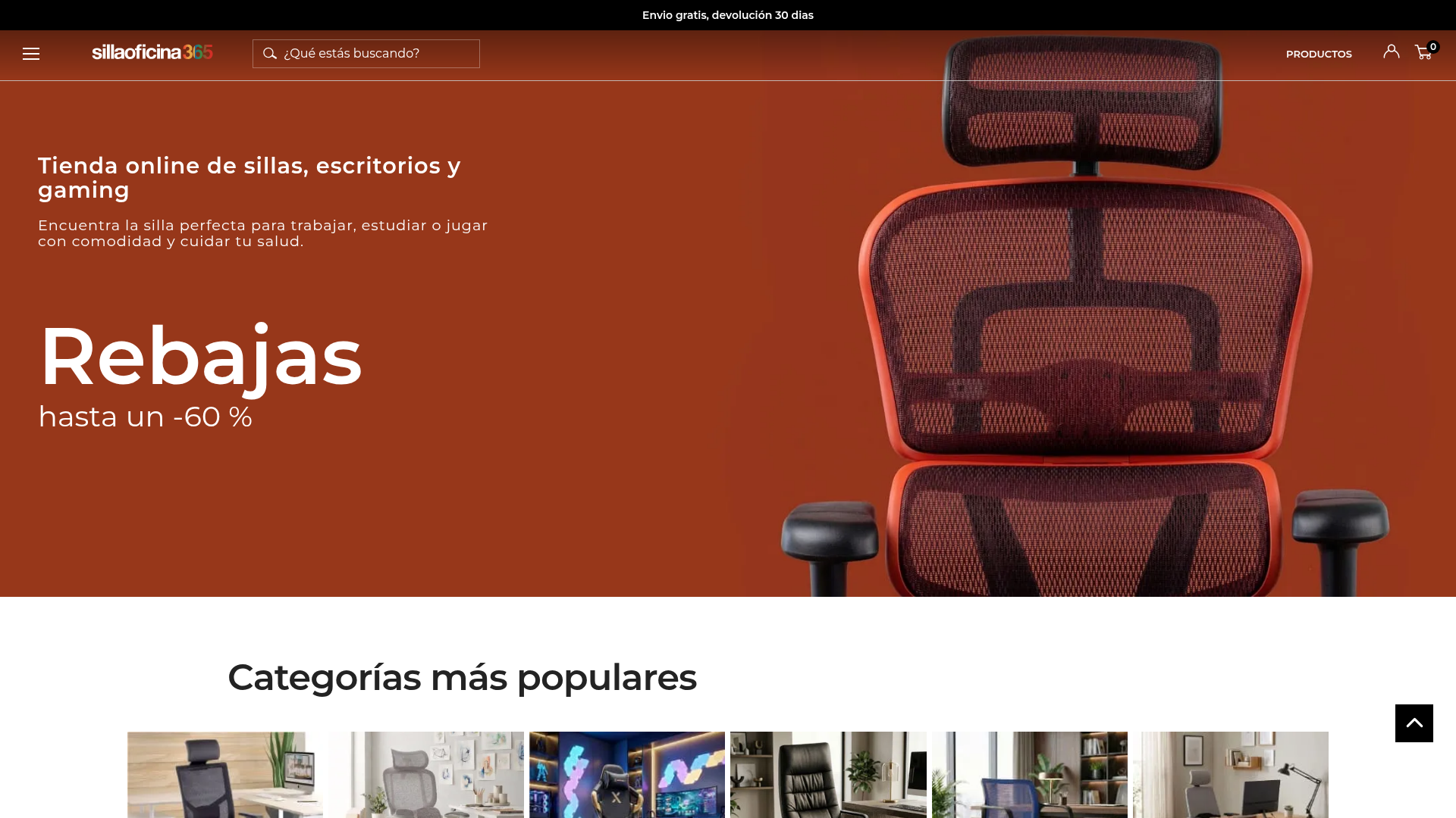 Screenshot van ofichairs.com