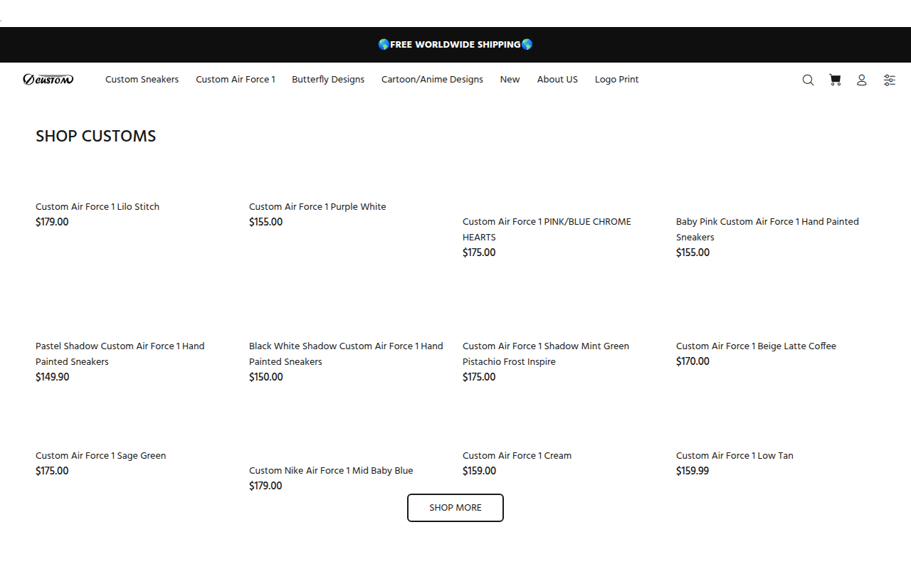 Screenshot van oicustom.com