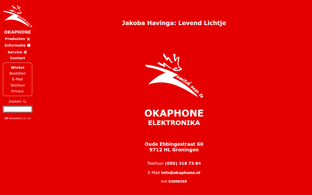 Screenshot van okaphone.nl