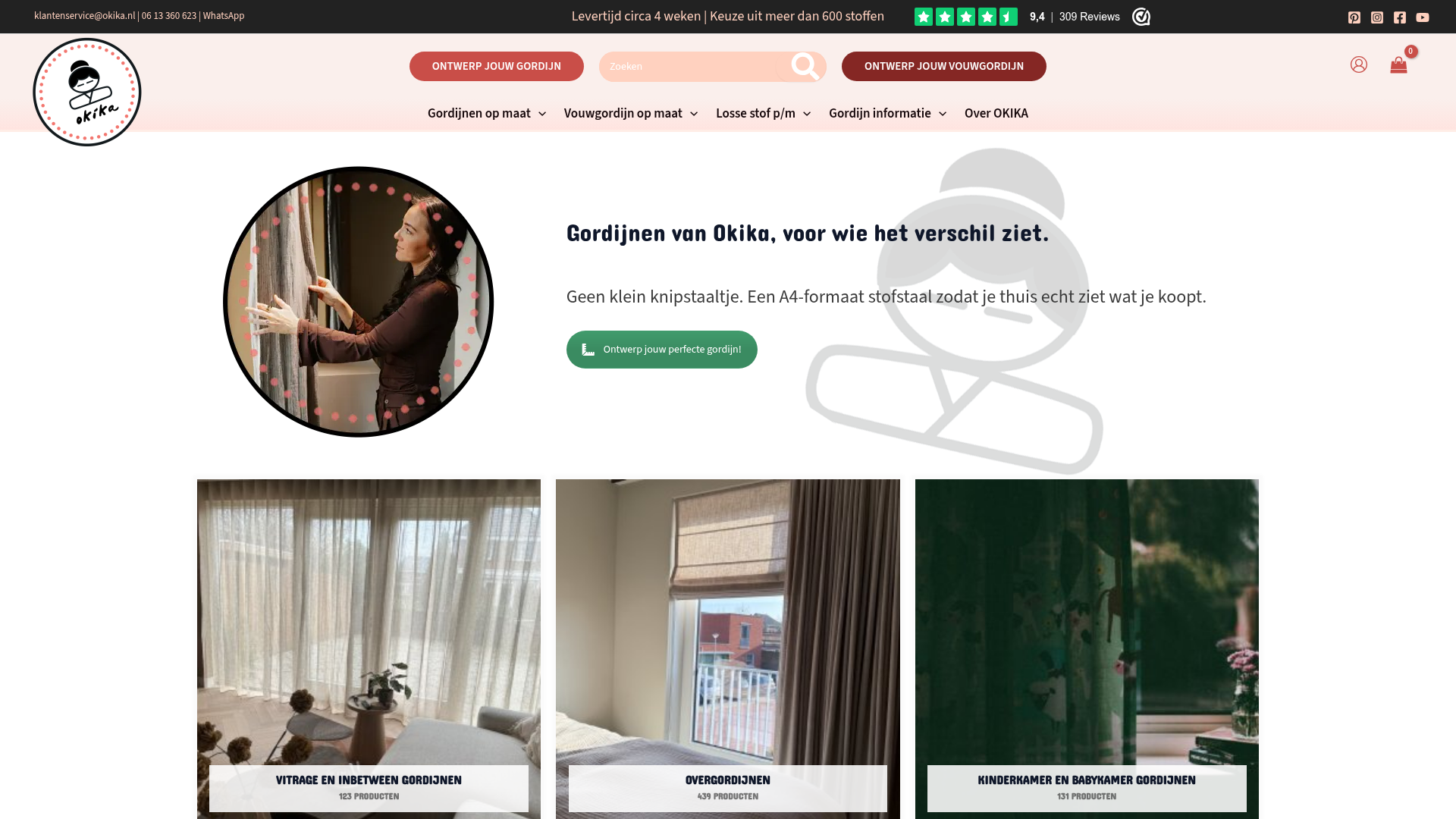 Screenshot van okika.nl