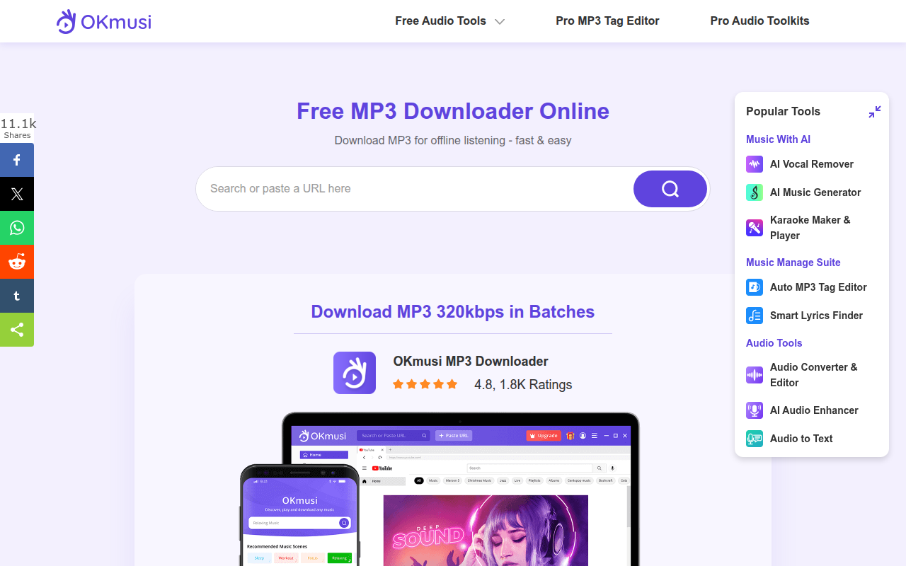 Screenshot van okmusi.com