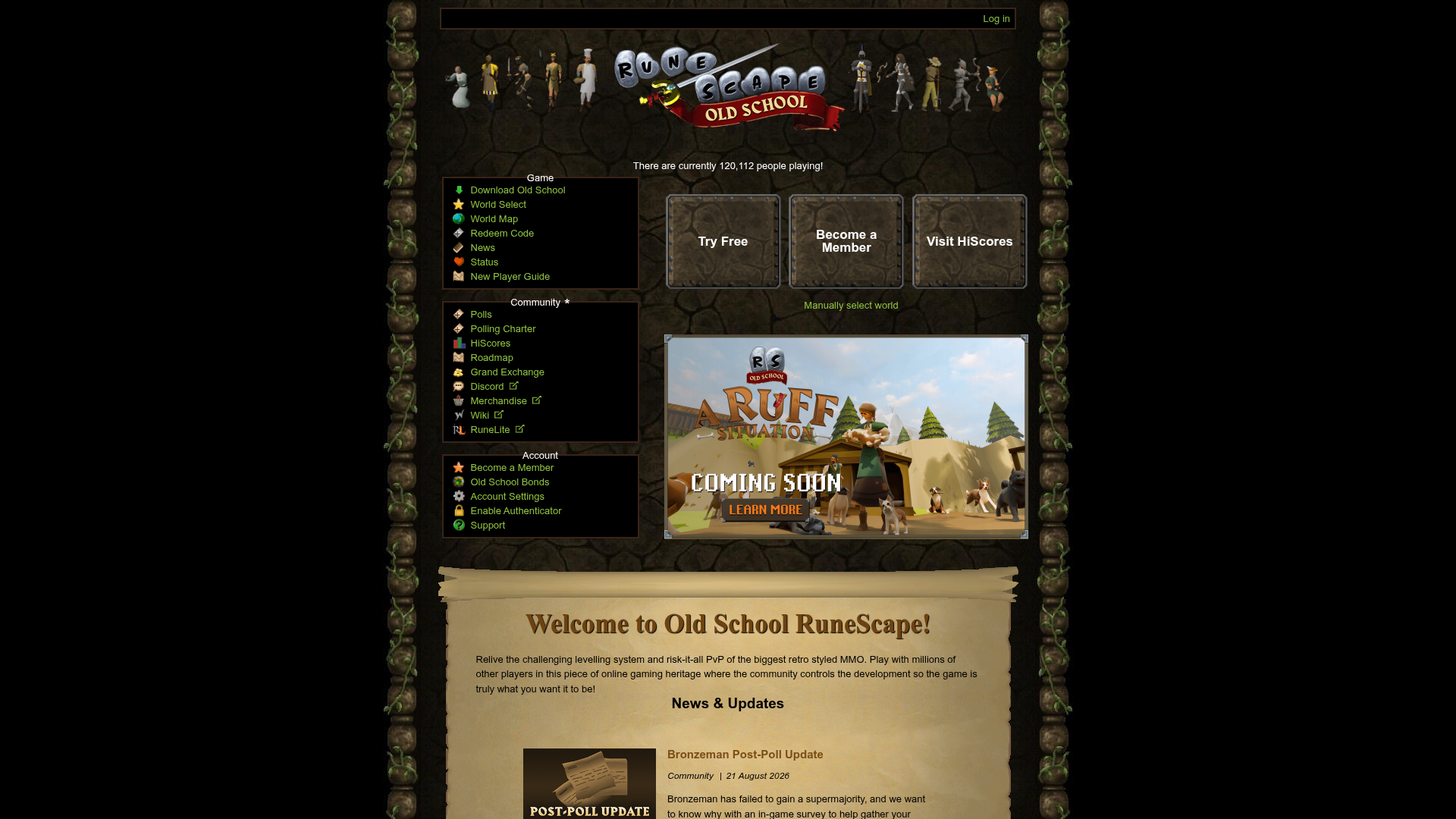 Screenshot van oldschool.runescape.com