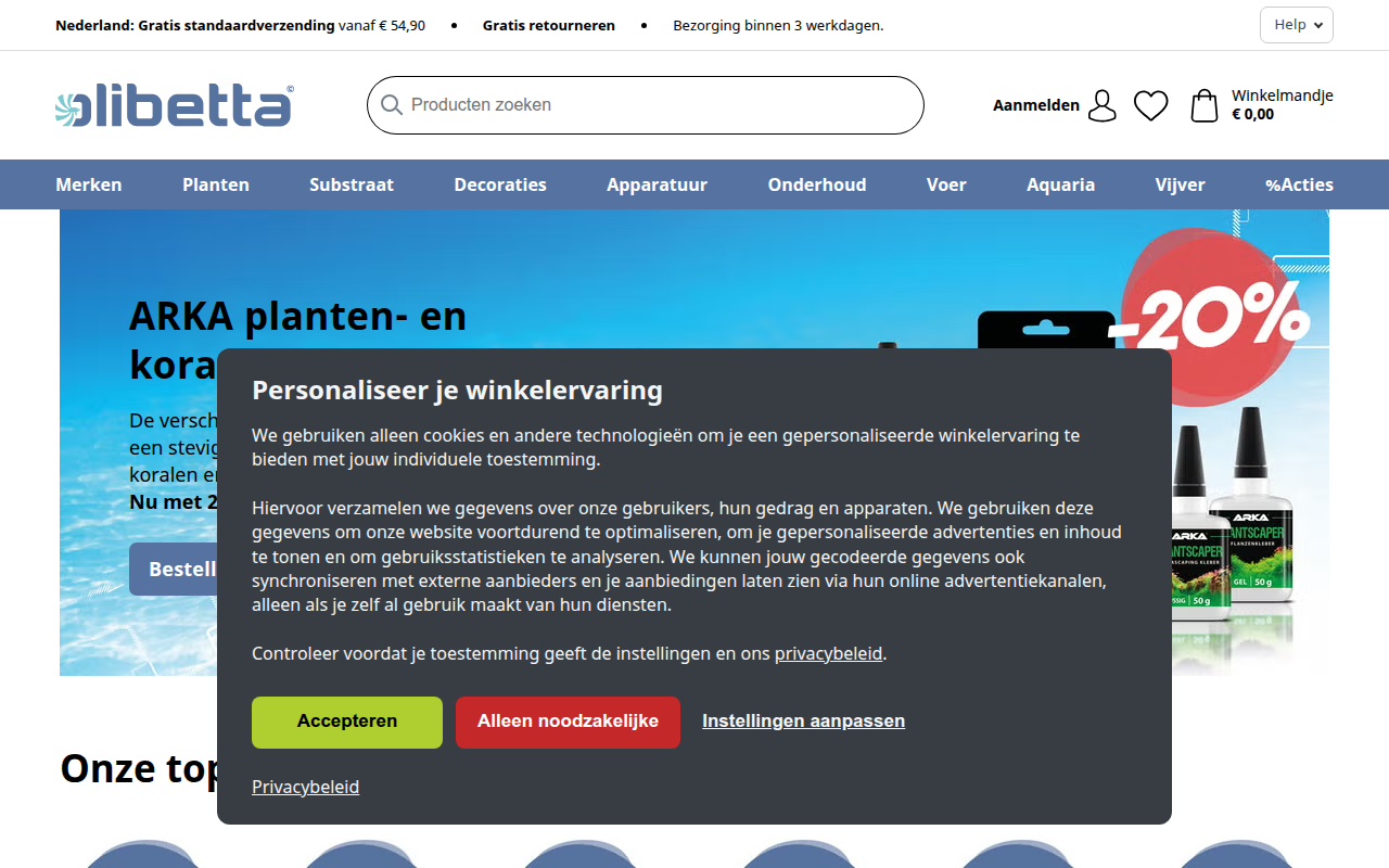 Screenshot van olibetta.nl