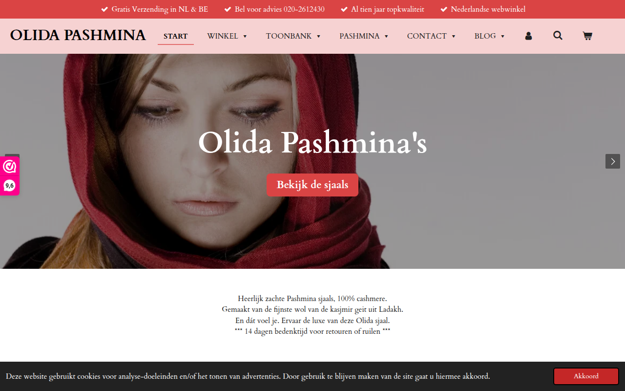 Screenshot van olida-pashmina.nl