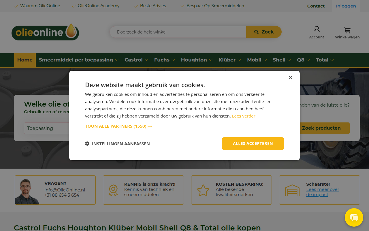 Screenshot van olieonline.nl