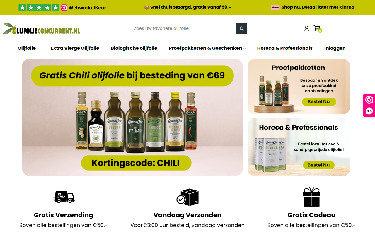 Screenshot van olijfolieconcurrent.nl