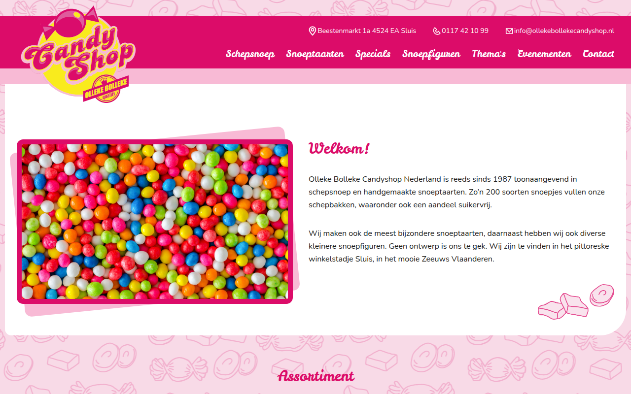 Screenshot van ollekebollekecandyshop.nl