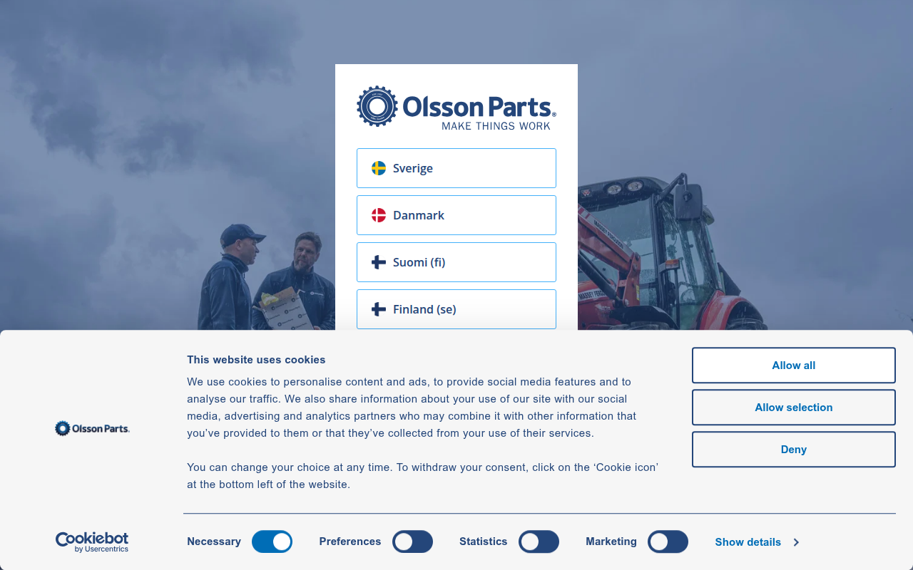 Screenshot van olssonparts.com