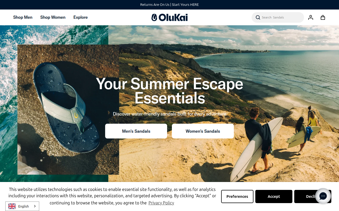 Screenshot van olukai.eu