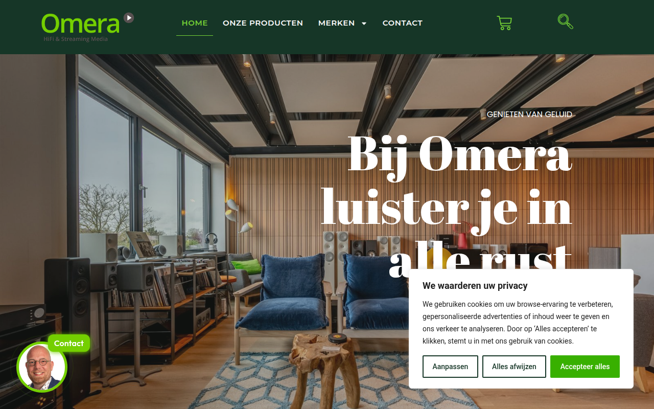 Screenshot van omera.nl