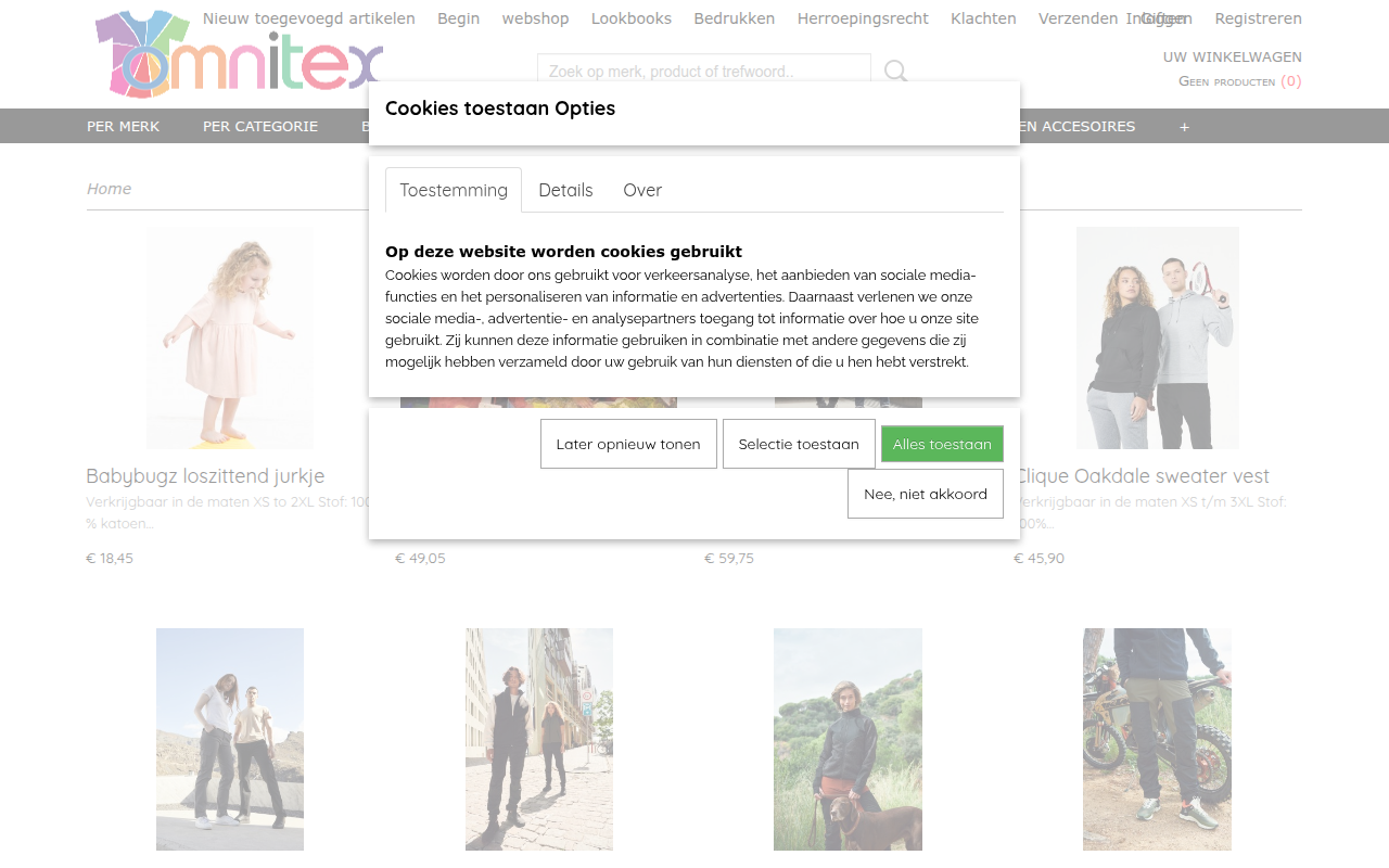 Screenshot van omnitex.nl