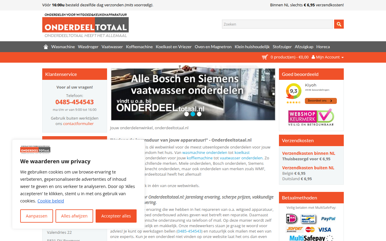 Screenshot van onderdeeltotaal.nl