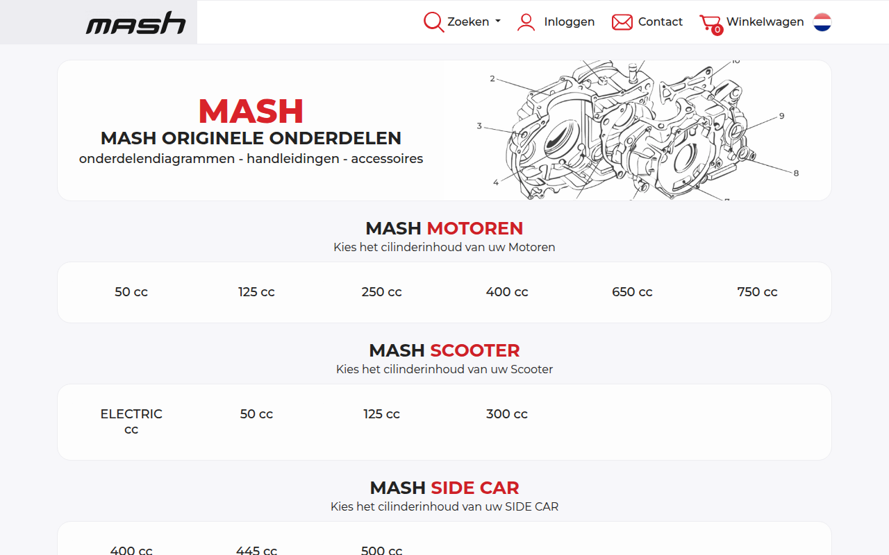 Screenshot van onderdelen-mash.nl