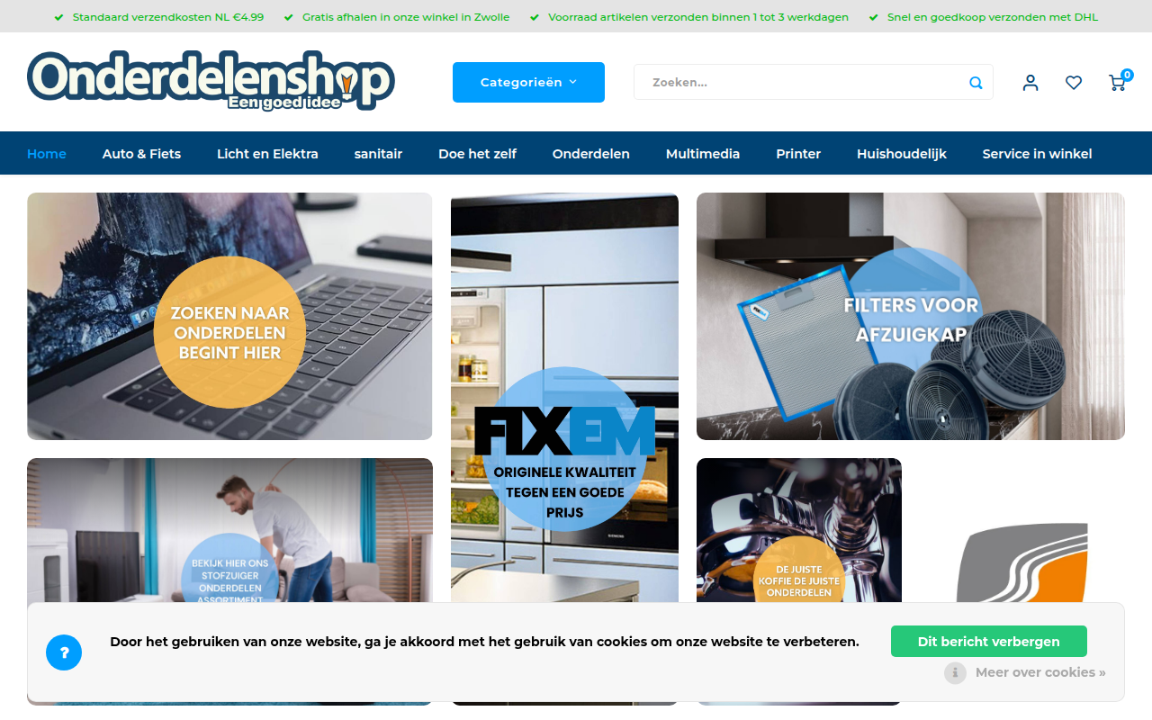 Screenshot van onderdelenshop.nl