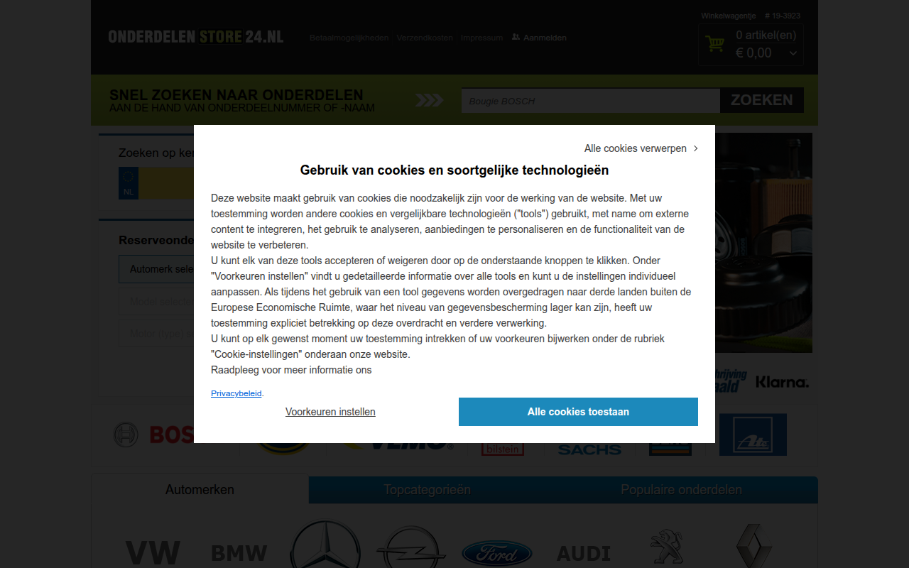 Screenshot van onderdelenstore24.nl