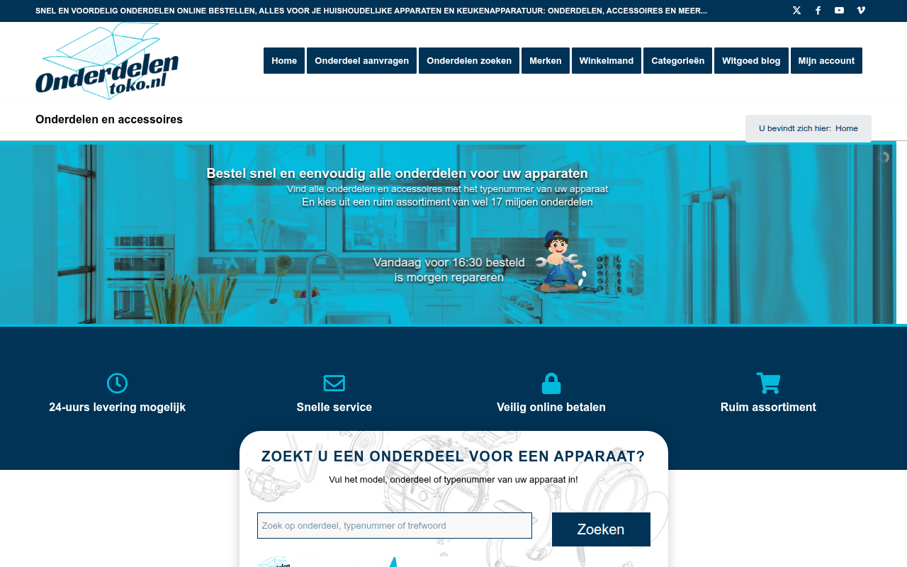 Screenshot van onderdelentoko.nl