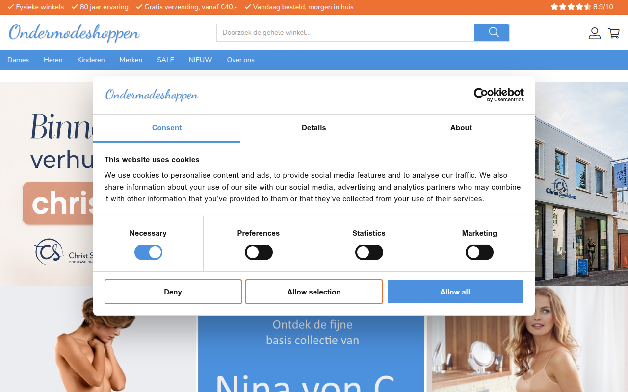 Screenshot van ondermodeshoppen.nl