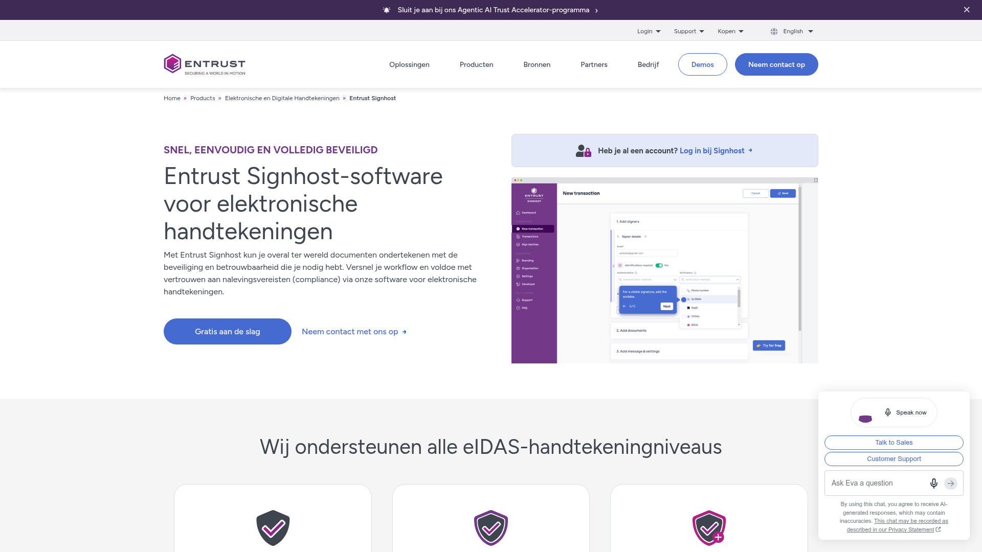 Screenshot van ondertekenen.nl