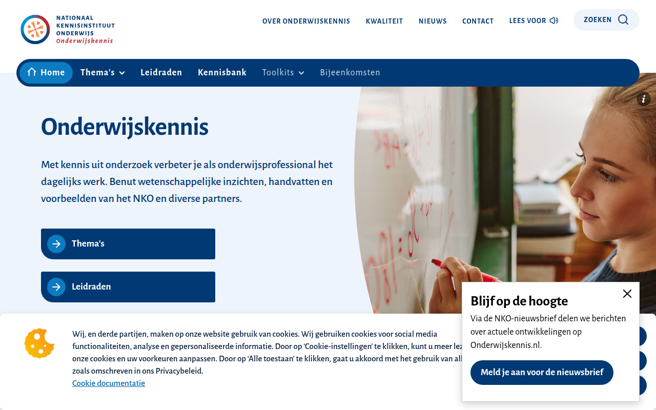 Screenshot van onderwijskennis.nl