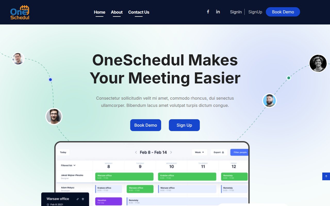 Screenshot van oneschedul.com