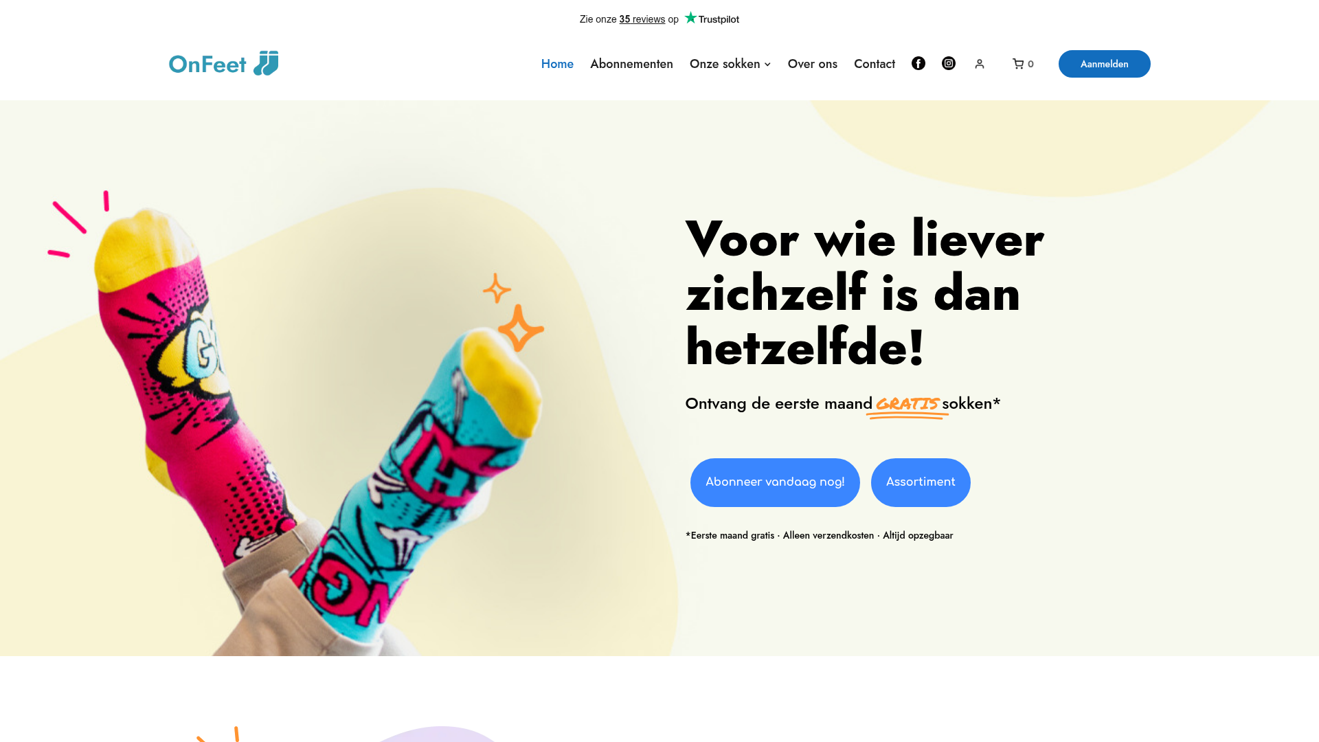 Screenshot van onfeet.nl
