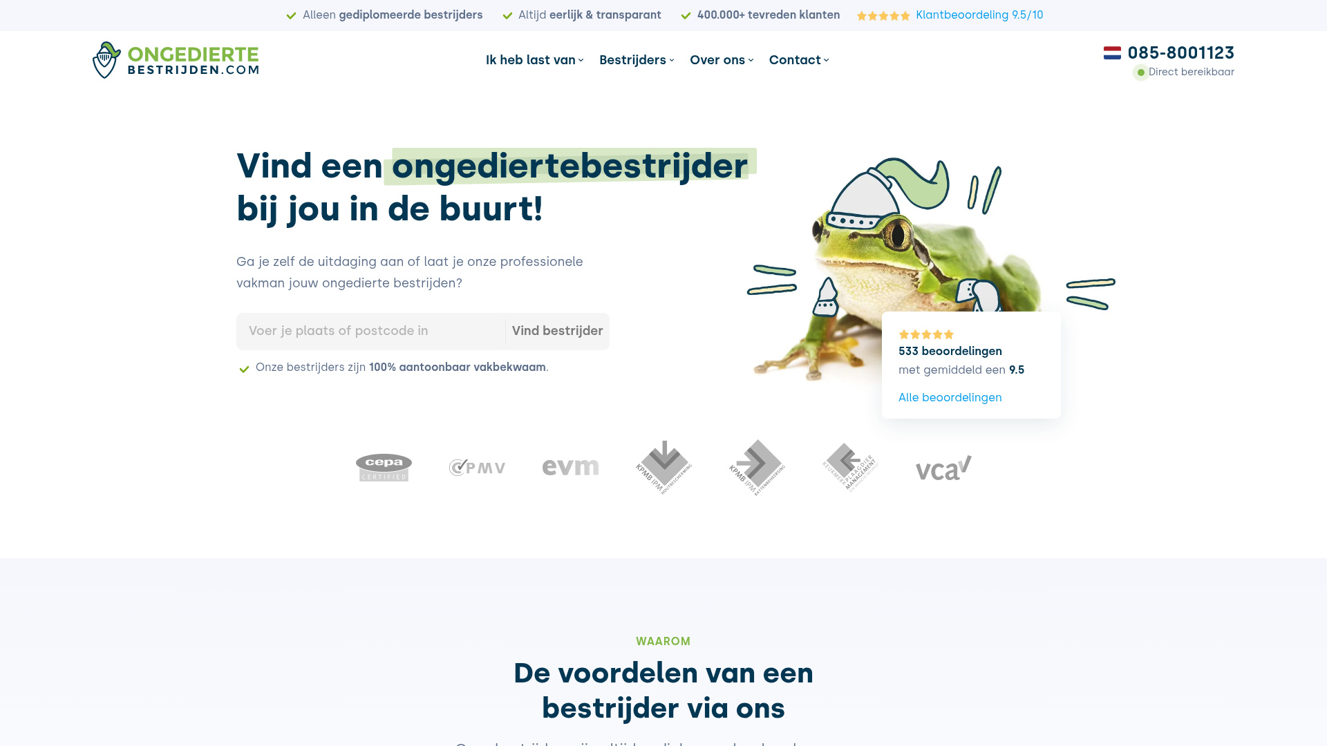 Screenshot van ongediertebestrijden.com