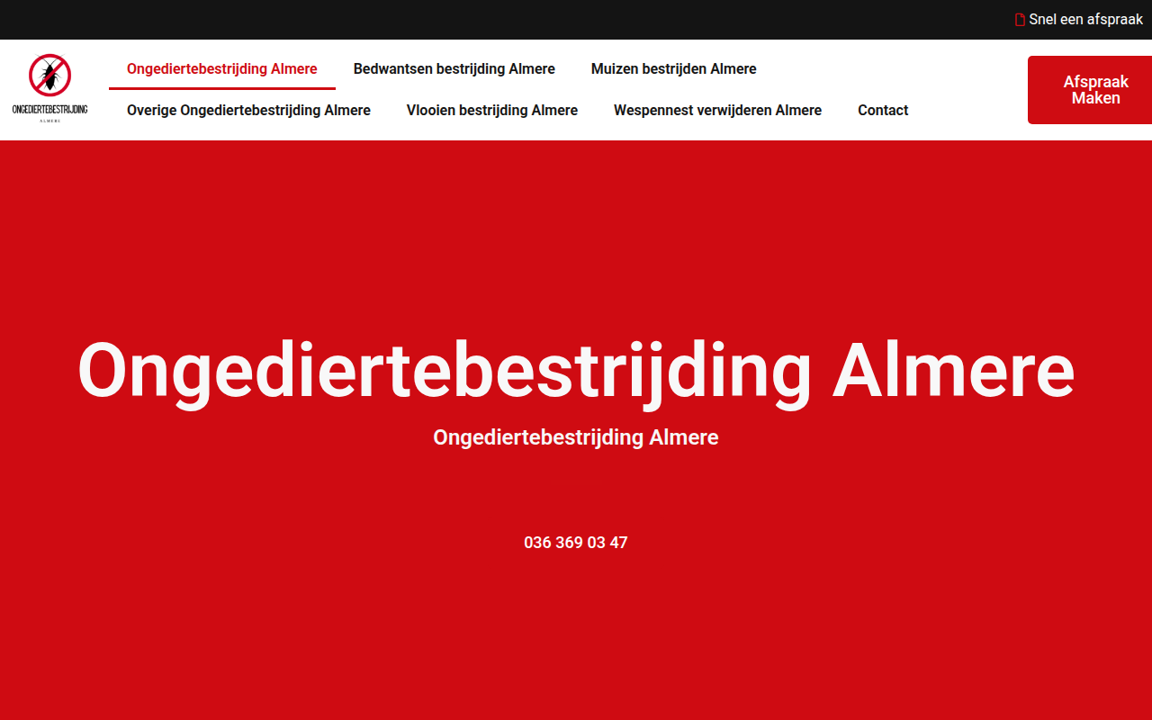 Screenshot van ongediertebestrijdingalmere.com