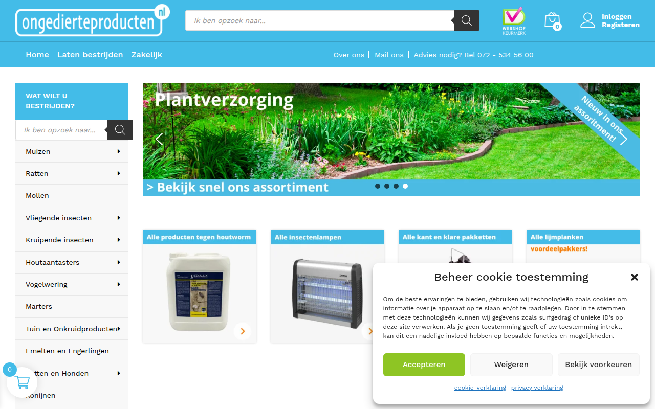 Screenshot van ongedierteproducten.nl