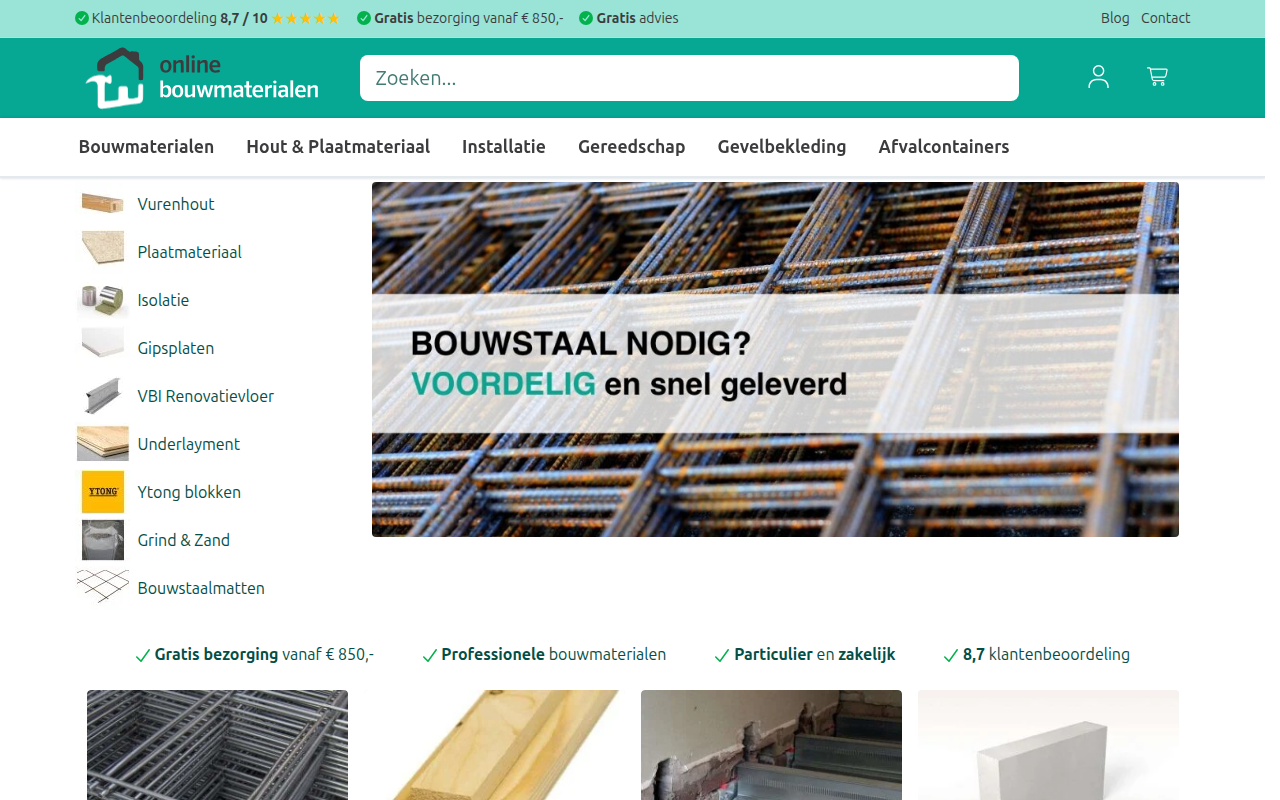 Screenshot van online-bouwmaterialen.nl