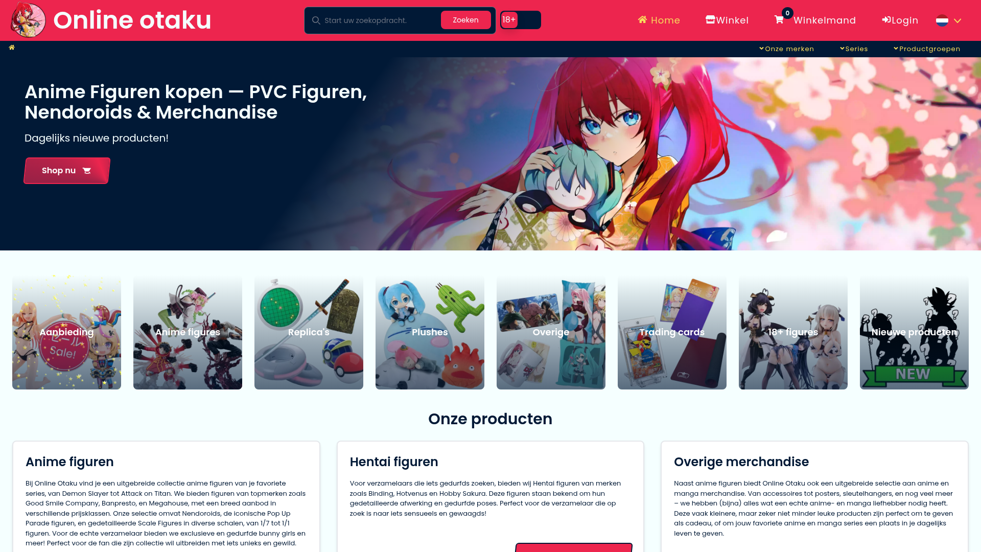 Screenshot van online-otaku.nl
