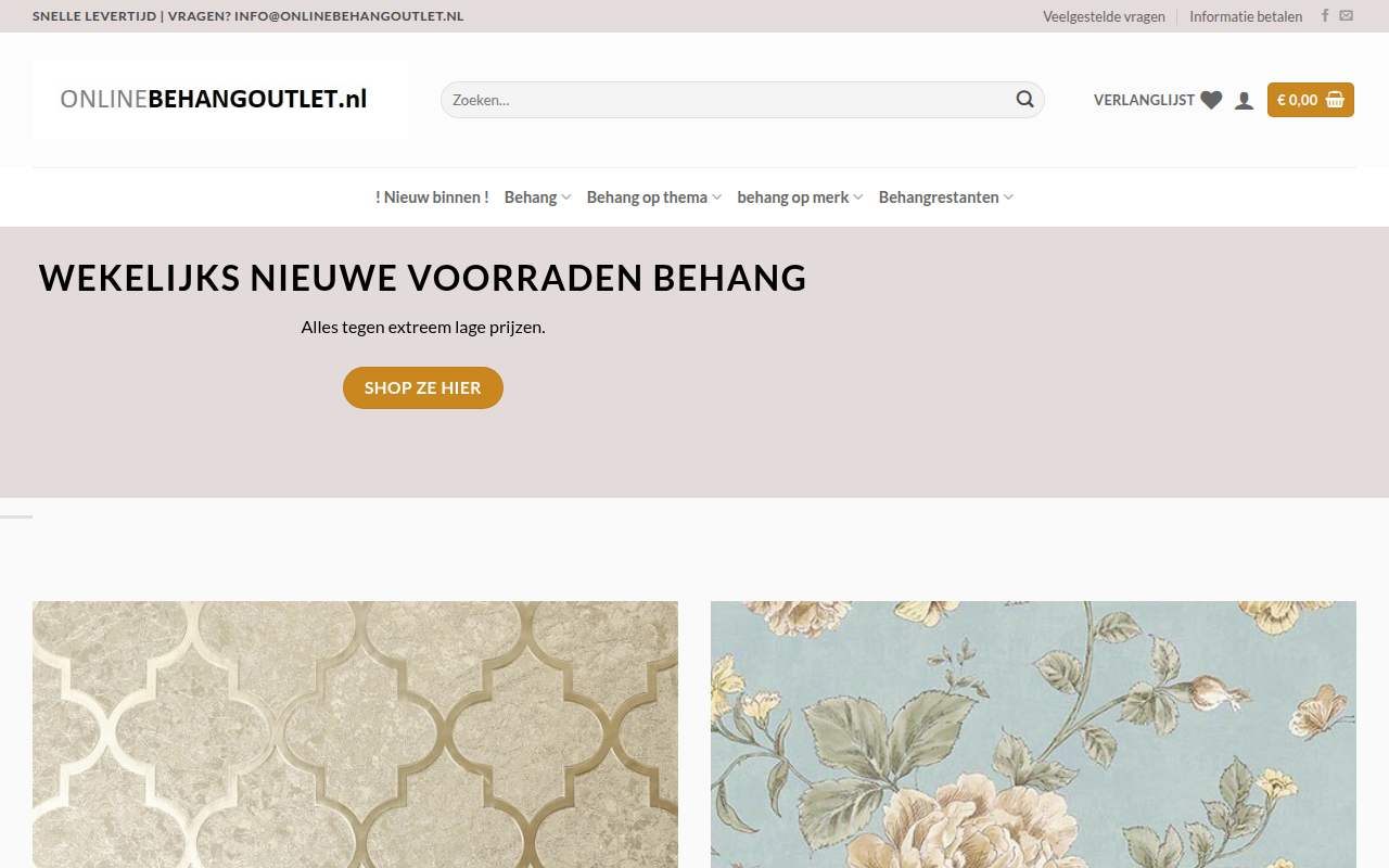 Screenshot van onlinebehangoutlet.nl
