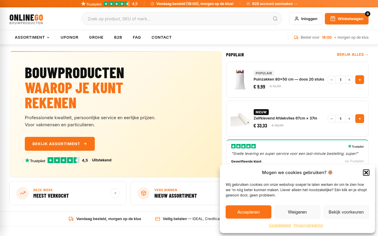 Screenshot van onlinego.nl