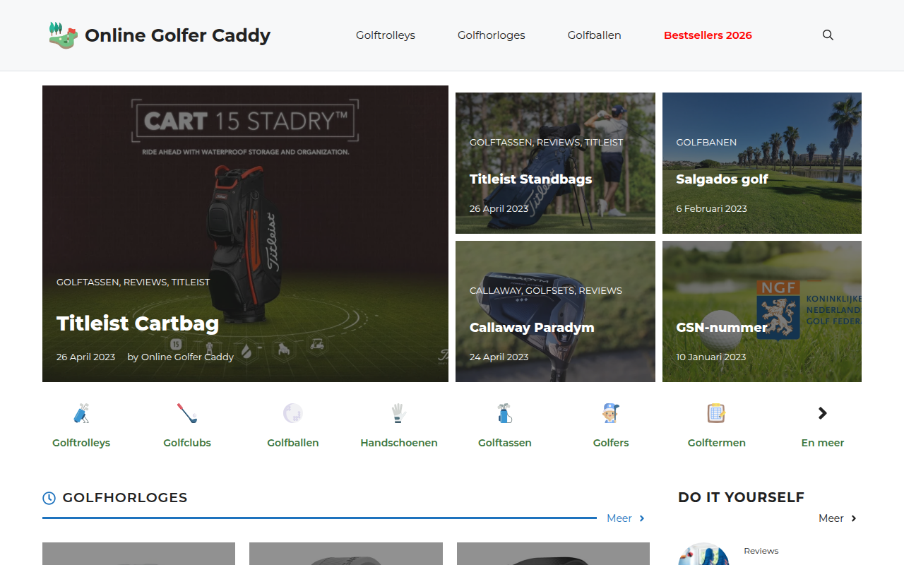 Screenshot van onlinegolfercaddy.com