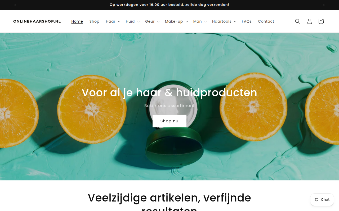 Screenshot van onlinehaarshop.nl