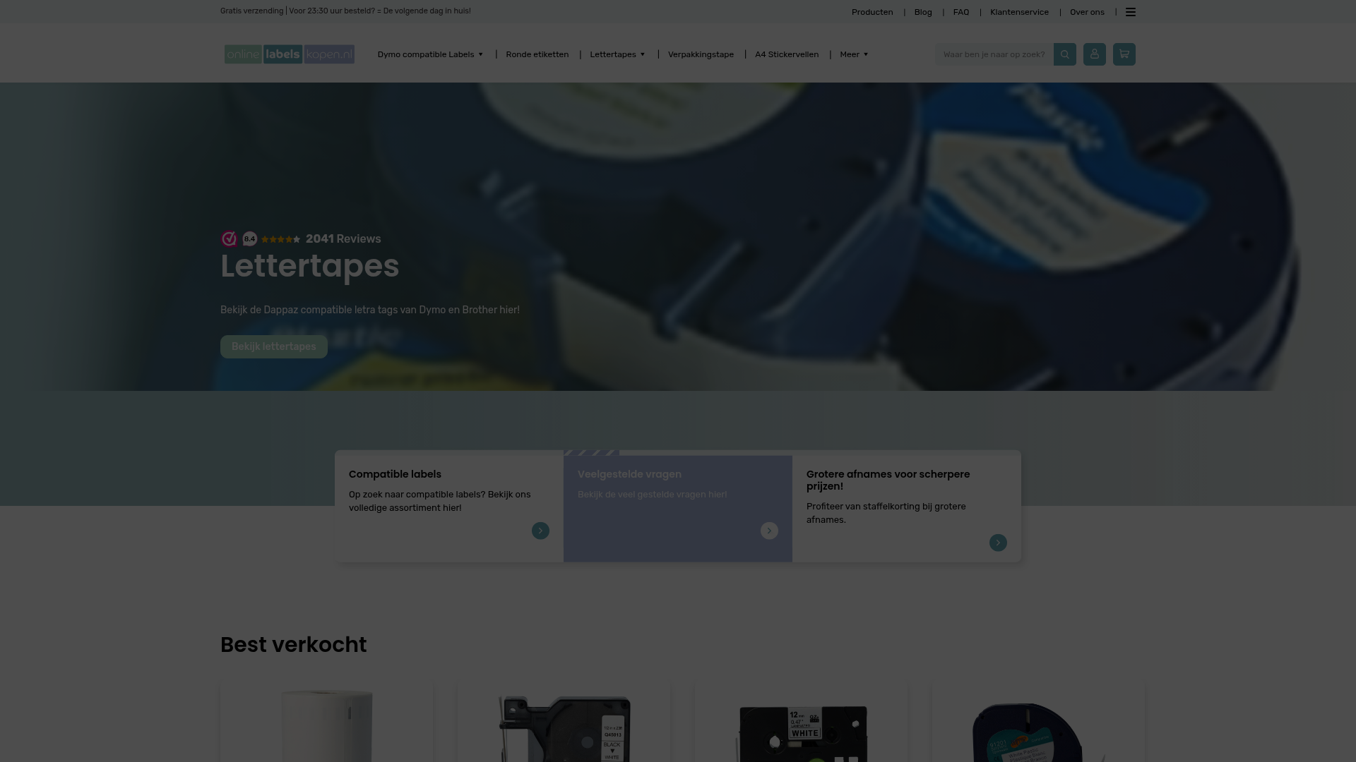 Screenshot van onlinelabelskopen.nl