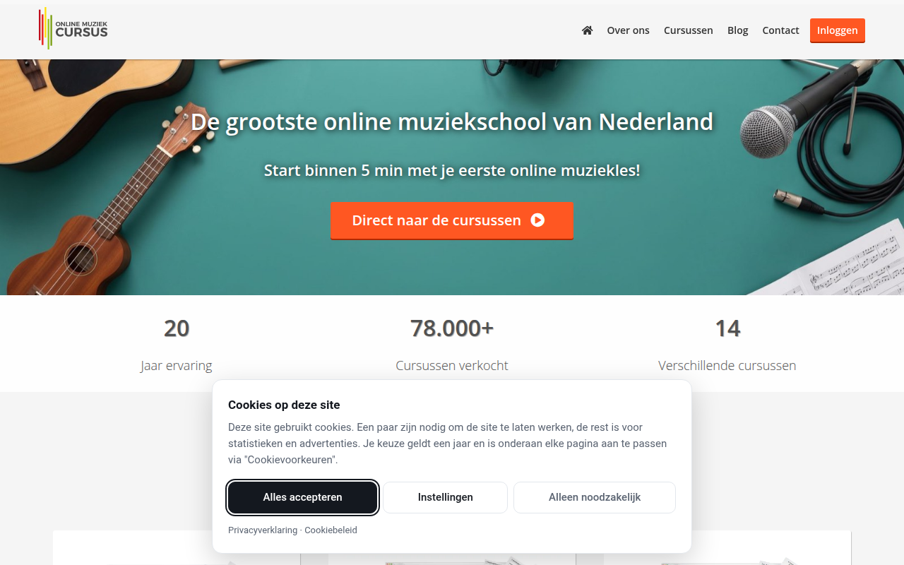 Screenshot van onlinemuziekcursus.nl