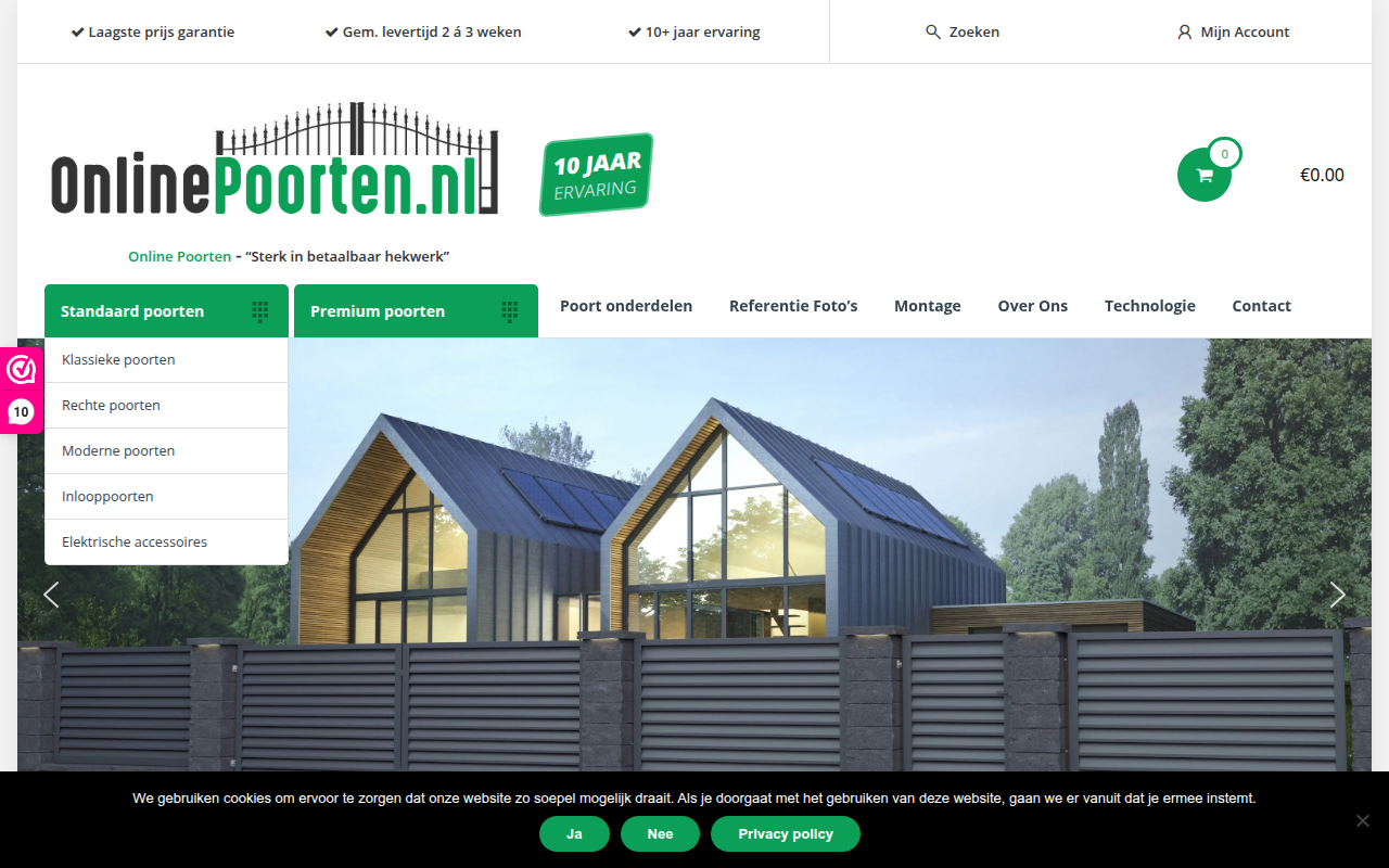 Screenshot van onlinepoorten.nl