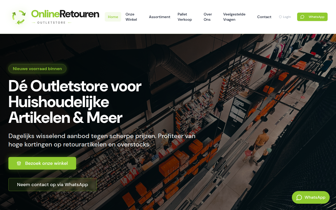 Screenshot van onlineretouren.nl