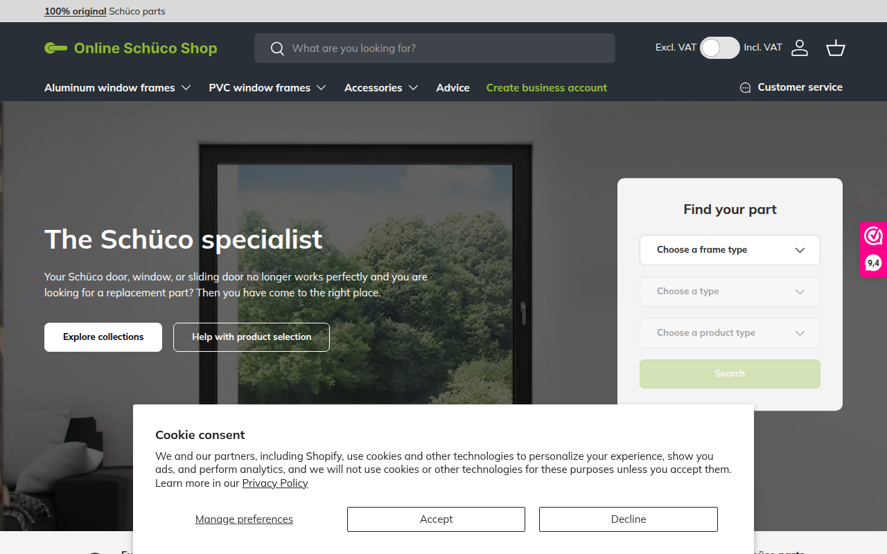 Screenshot van onlineschucoshop.com