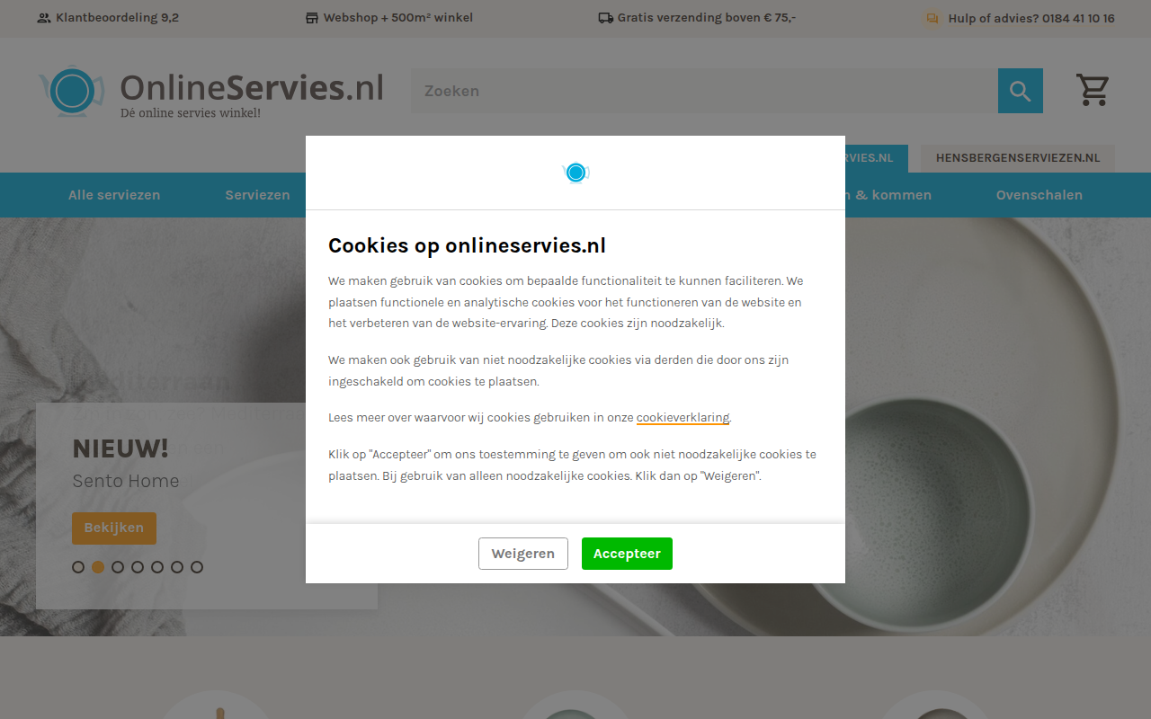 Screenshot van onlineservies.nl