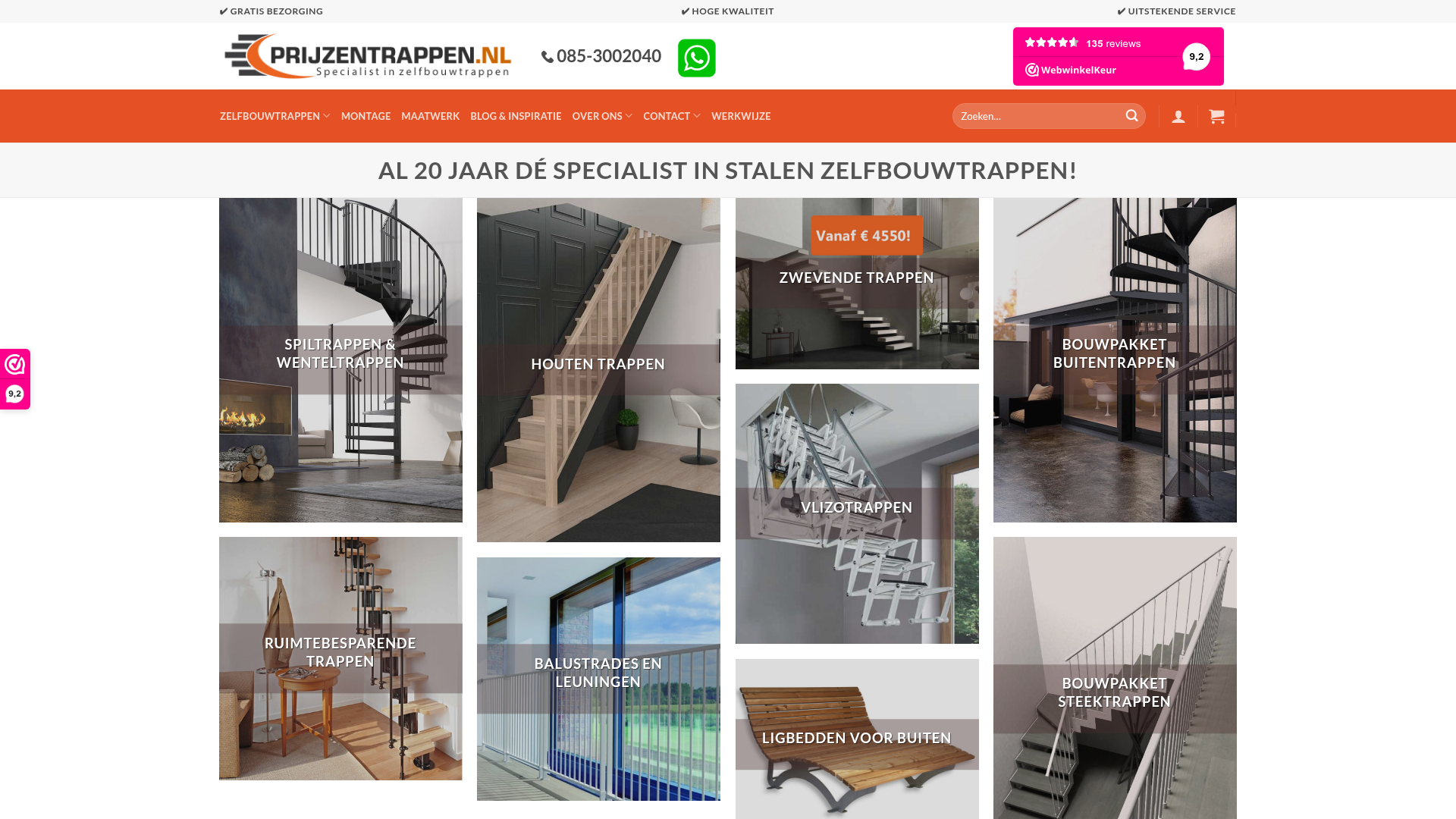 Screenshot van onlinetrappen.nl