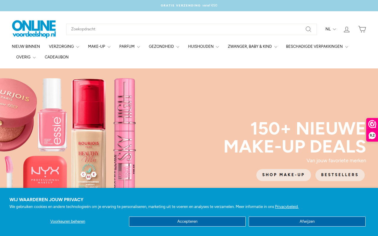 Screenshot van Onlinevoordeelshop
