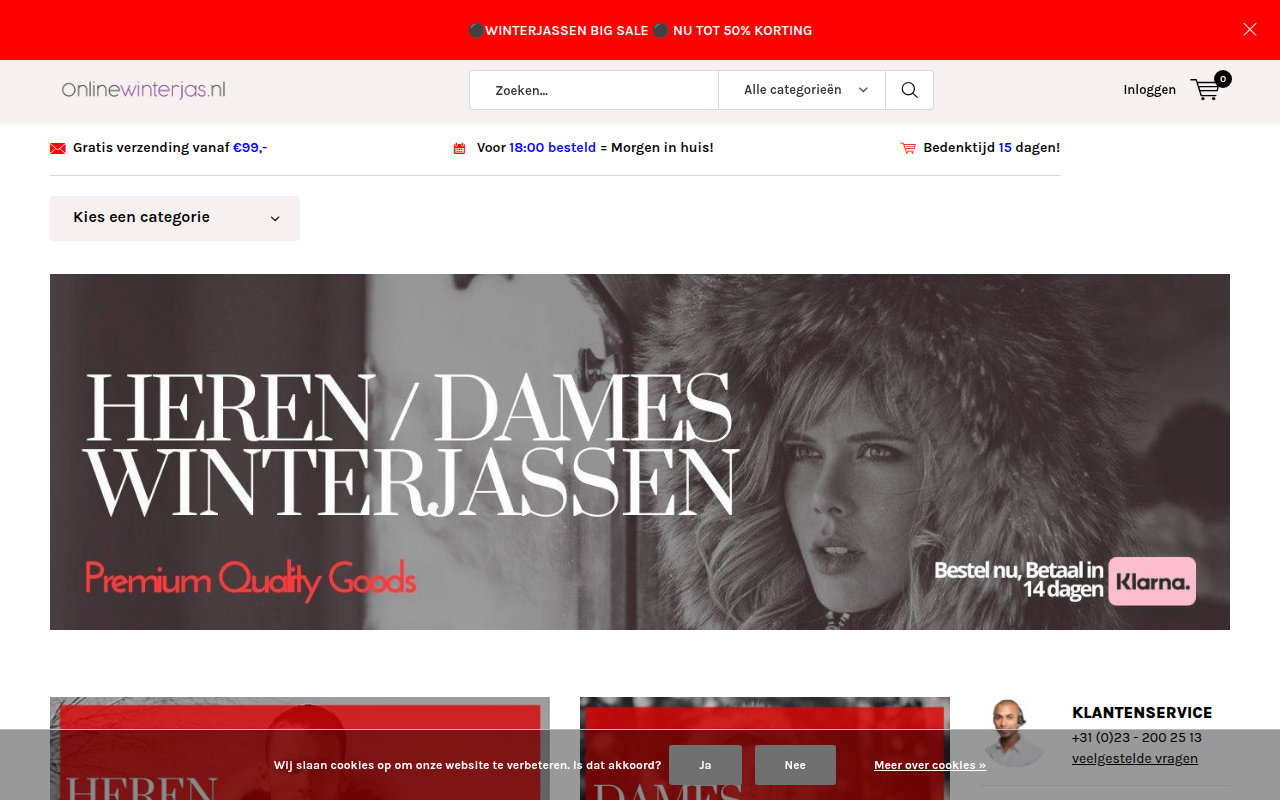 Screenshot van onlinewinterjas.nl