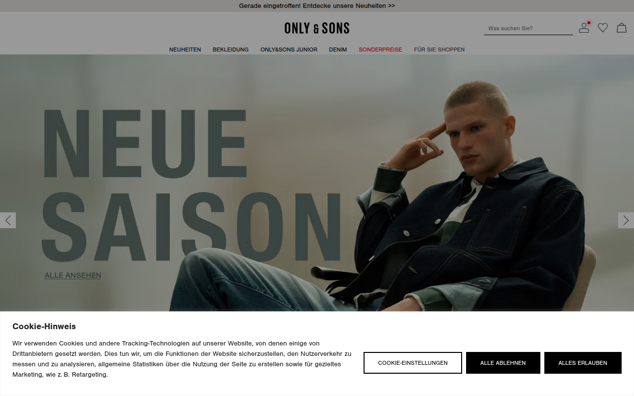 Screenshot van onlyandsons.com