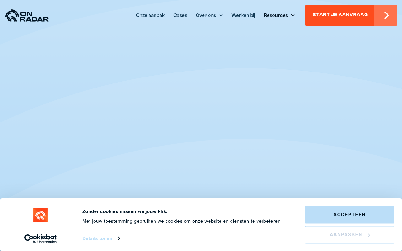 Screenshot van onradar.nl