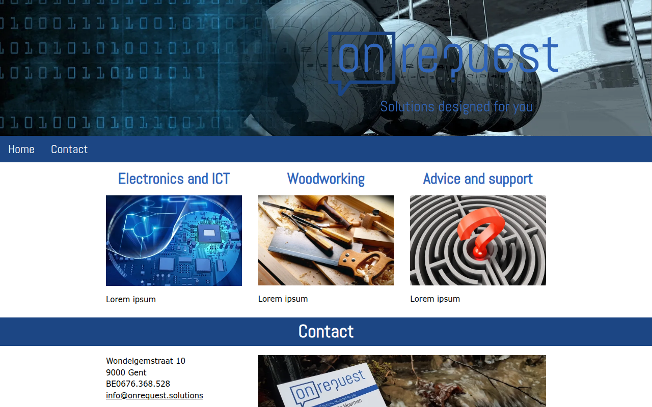 Screenshot van onrequest.solutions