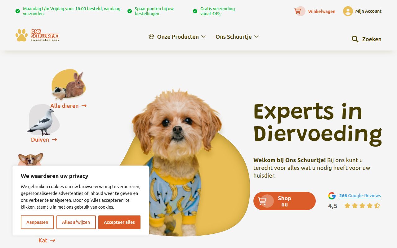 Screenshot van ons-schuurtje.nl