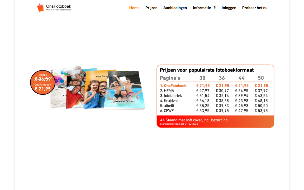 Screenshot van onsfotoboek.nl