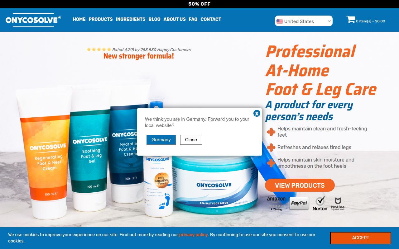 Screenshot van onycosolve.com